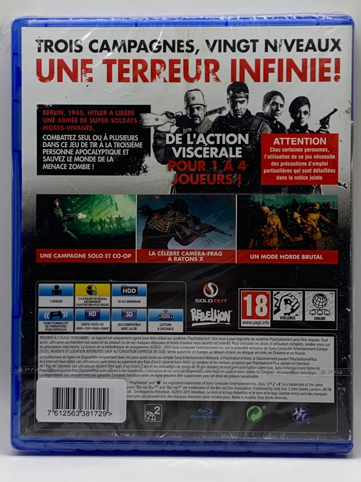 PS4 - Zombie Army Trilogy - NEU Sealed - FR